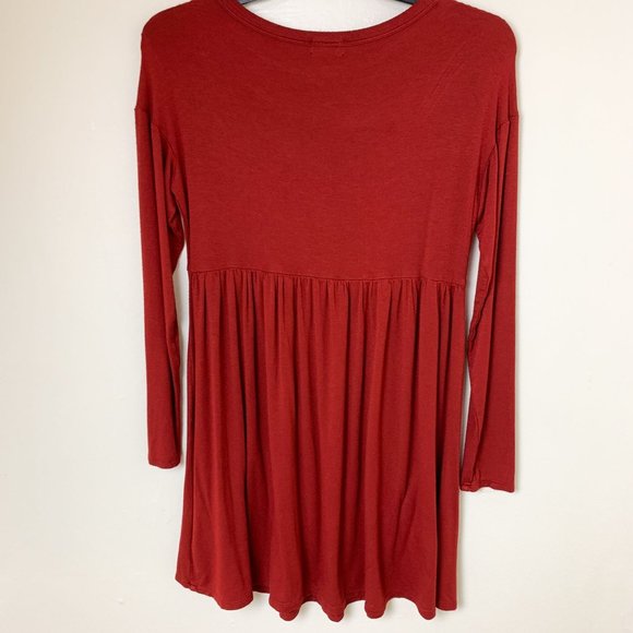 Baea brick red long sleeve tunic top small - Picture 7 of 7